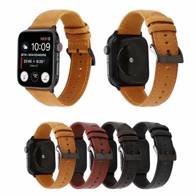 蘋果瘋馬紋錶帶 Apple Watch 5 4 3 2 1代錶帶 真皮腕帶 iWatch 替換錶帶 40/44mm-現貨上新912