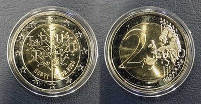 全新愛沙尼亞2020年塔爾圖條約100周年2歐元雙色紀念幣~ UC# 108