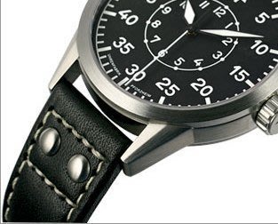 Hamilton zeno fortis的新衣,Banda軍錶飛行pilot風格,鉚釘24mm 直身黑色真皮錶帶