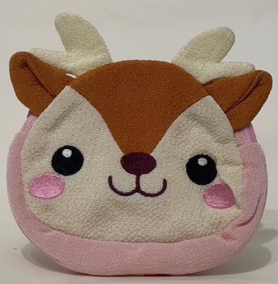 龍廬-自藏出清~斜背包-日式和風拼布製日本奈良小鹿造型錢包-粉紅色/只有一個