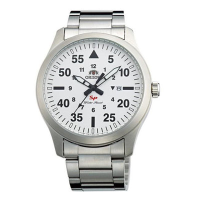 「官方授權」ORIENT東方錶 飛行運動石英錶 鋼帶款 白色 FUNG2002W