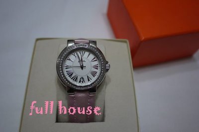 【FULL HOUSE 】Folli follie 粉紅圓鑽羅馬數字超有型大錶面 錶