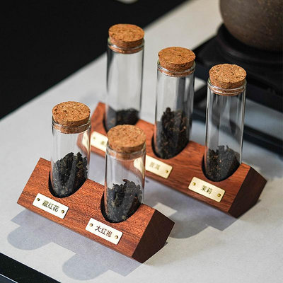 盛夏茶葉罐食品級玻璃瓶子試管樣品實木展示架定制咖啡豆防霉小密封罐