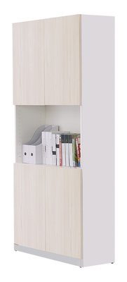 【生活家傢俱】HJS-642-3：系統2.8尺四門書櫃-鐵杉白【台中家具】公文櫃 收納櫃 玄關櫃 低甲醛E1系統板