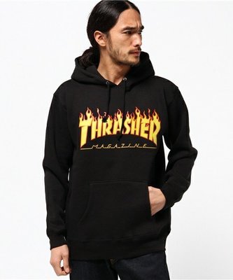 【HYDRA】Thrasher Flame Hooded 日本限定 帽T 黃火焰 黑 白 紫火焰 街頭 滑板 M L