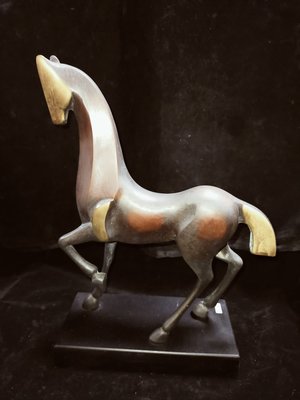 E0003_1  銅雕馬部分鎏金 銅馬 銅雕駿馬 (1.2kg) 現代設計 31.5*20*10cm  銅件擺件