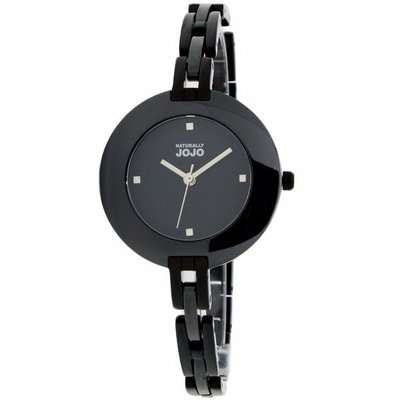 NATURALLY JOJO 時尚黑色陶瓷腕錶/JO95274-88F