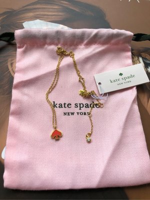 全新 美國帶回 Kate Spade New York 金鍊琺瑯桃心項鍊 （粉桃）