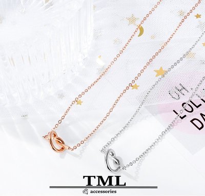 TML 心型繩結鈦鋼項鍊 韓版項鍊 鎖骨鏈(GX1651)