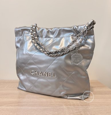 Chanel 22 bag 全新 現貨 垃圾袋包 小號 銀色 22bag AS3260 北市可面交 刷卡分期
