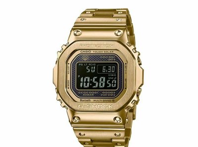 CASIO G-SHOCK 35週年 35th 手錶 紀念錶 GMW B5000GD 9DR 髮絲紋 電鍍 藍芽 電波 黑面 日本製 黑面 金殼 金錶帶 金色