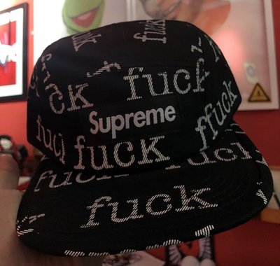supreme box logo camp cap fuck字滿版扁帽鴨舌帽子