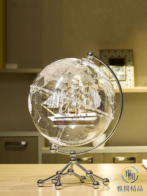 地球儀3D立體懸浮一帆風順帆船擺件辦公室裝飾品送領導男生禮物.