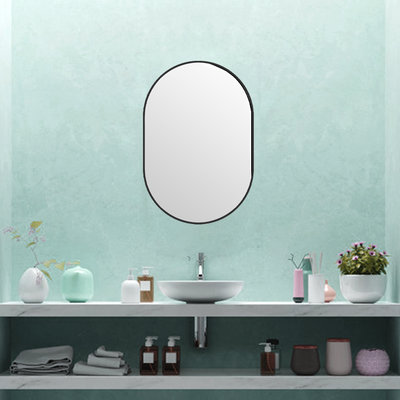 I-HOME 鏡子 台製 鋁框 80x55 跑道型 直橫兩用 灰色 黑色 邊框 化妝鏡 浴鏡 浴室鏡子 免運