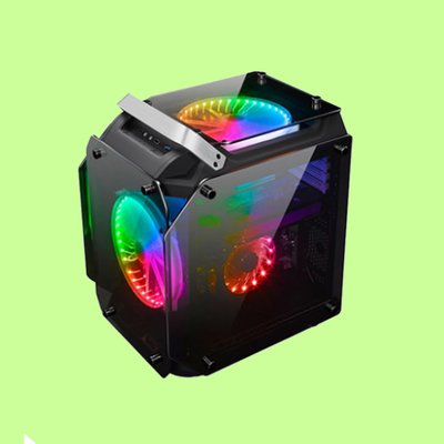 5Cgo【含稅】玩嘉RGB變色金剛台式電腦主機箱機殼鏡面鋼化玻璃側透桌面高端水冷散熱電競遊戲561168614774