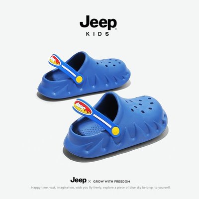 特賣- jeep兒童包頭涼鞋夏季新款大童洞洞鞋外穿軟底踩屎感男童拖鞋防滑