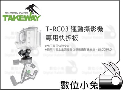 數位小兔【Takeway T-RC03 運動攝影機專用快拆板】快裝板 TRC03 GOPRO HERO7 R1 R2