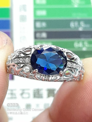 柒零陸晶品//天然珠寶級鑽切藍寶鋯石S925純銀橫鑲崁時尚精品活圍戒指(A919)促銷特價~