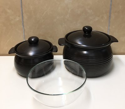 二手 陶瓷燉鍋 砂鍋 陶瓷煲湯鍋 家用耐高溫養生燉湯煲石鍋/玻璃大碗  伴沙拉玻璃碗