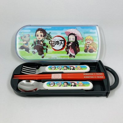 【樂樂日貨】現貨 2022 日本製 SKATER 鬼滅之刃  銀離子 餐具組 筷子 湯匙 叉子 餐具