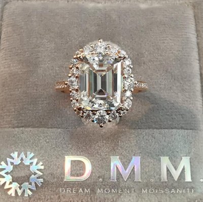 DMM 珠寶 流星鑽/莫桑石 Moissanite 鑽石 GIA CVD/ 摩星鑽 來圖客製化 量身訂製 18K金（祖母綠切割 10*8mm 3.55克拉）