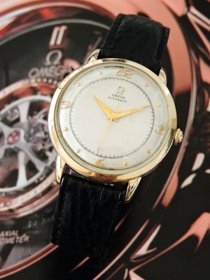 真品 OMEGA 歐米茄 正14K金 (351)撞鎚自動機械古董錶 男錶