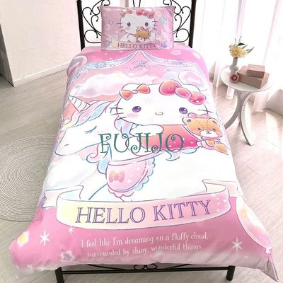 ~FUJIJO~預購款~日本限定販售SANRIO三麗鷗【Hello Kitty凱蒂貓】彩繪單人3件式床包組床組 B款