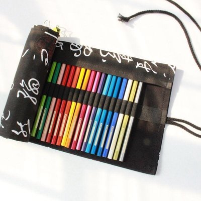 現貨熱銷-創意風大容量鉛筆簾學生素描美術畫筆帆布卷筆袋36色48色72色