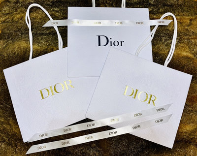 名品特搜站~全新Christian Dior中、小型白色紙袋、緞帶，保證原廠正貨→不是LV Hermes Bvlgari
