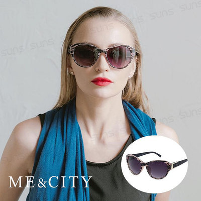 ME&CITY 時尚簡約 豹紋紋路太陽眼鏡 義大利設計款 抗UV400 (ME 1212 D03)
