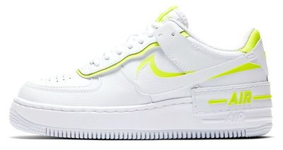 Nike Air Force 1 AF1 Shadow SE 雙鉤 拼接 女鞋 螢光黃色 白色 增高 孫芸芸 ryz
