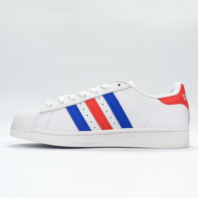 Adidas Originals Superstar 男女鞋 白藍紅 貝殼頭 休閒板鞋 情侶鞋 FV2806