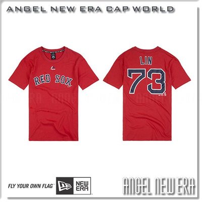 【ANGEL NEW ERA】MLB 林子偉 73 波士頓 紅襪  Majestic 紅 背號短T 限量