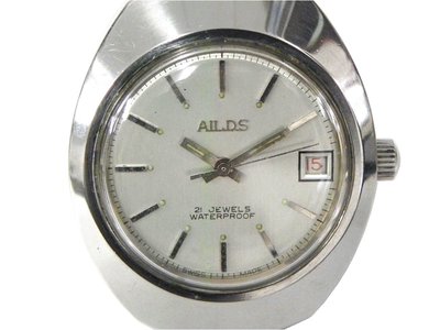 機械錶 [AILDS S3040]  AILDS 手上鍊古董男錶[21石][銀白面+日期]/時尚/中性錶