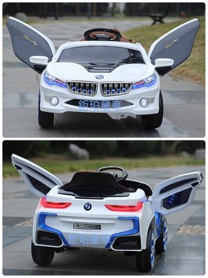 【鉅珀】非授權車“仿BMW i9鋰電池版”2.4G雙馬達款/高.低速/四輪避震/鑰匙開關/電壓表/3D燈光/可接MP3