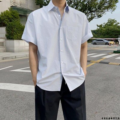 男裝韓風短袖襯衫男士夏季韓版寬松高級感襯衣潮流薄款上衣內搭寸衫  滿599