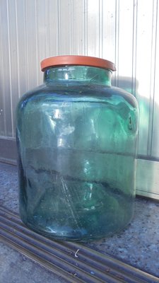 {寒武紀文物}早期大汽泡綠色玻璃瓶罐~完整如圖~高cm~保證不附標不造假標多少算多少~i44