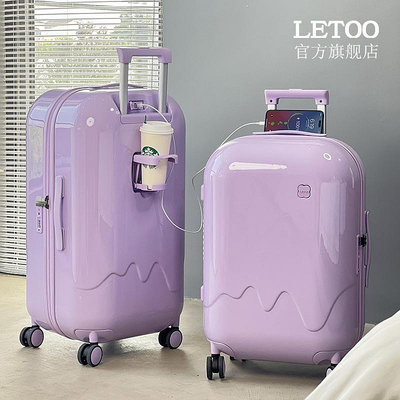 行李箱LETOO行李箱女20寸小型拉桿箱24旅行箱學生密碼箱子新款紫色旅行箱