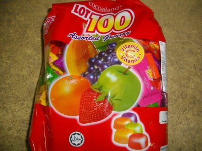 LOT100 一百份 一百分 水果軟糖 水果QQ糖 綜和 1公斤 馬來西亞進口