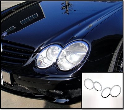 圓夢工廠 Benz 賓士 SL R230 2002~08 SL350 SL500 SL55 鍍鉻銀車燈框 前燈框 頭燈框