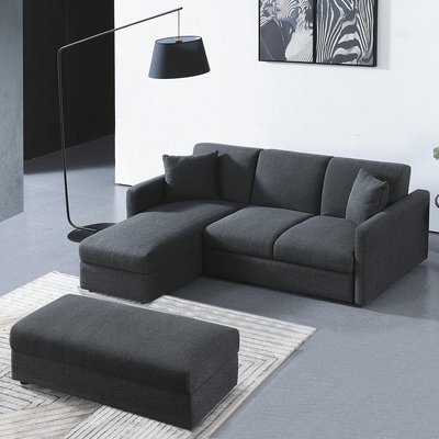 【在地人傢俱】22 利利購-克拉克深灰色麻布L型功能沙發床/沙發椅 YS334-1