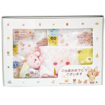 日本製 Anano cafe 熊與兔系列 女寶寶 抗菌 防臭 新生兒禮物 綿衣 蝴蝶衣 baby 嬰兒彌月禮盒#60cm