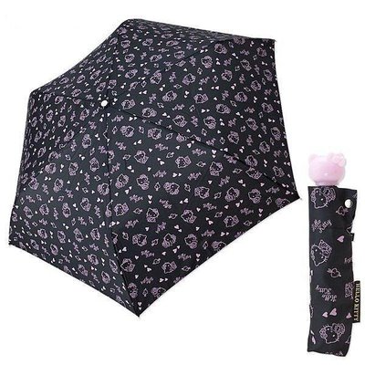 (現貨在台)日本正品Sanrio 三麗鷗 雨傘 陽傘 兩用傘 手開傘 折疊傘 凱蒂貓 Hello kitty 黑色滿版