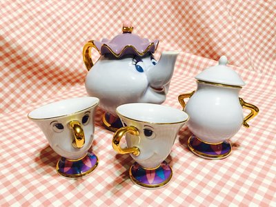 [全新正版現貨] 敏寶樂園 Tokyo Disney 迪士尼 美女與野獸 茶壺媽媽 阿奇杯x2 糖罐 大全套茶具 免運