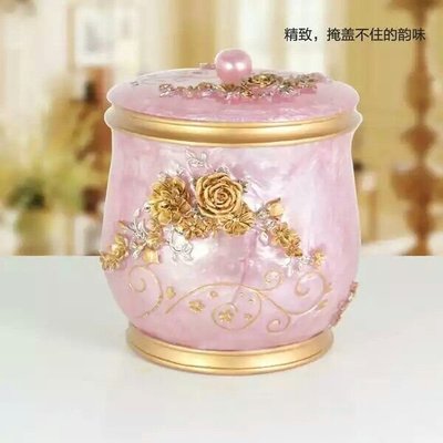 粉紅玫瑰精品屋~歐式古典貴族玫瑰桌面收納桶 垃圾桶~