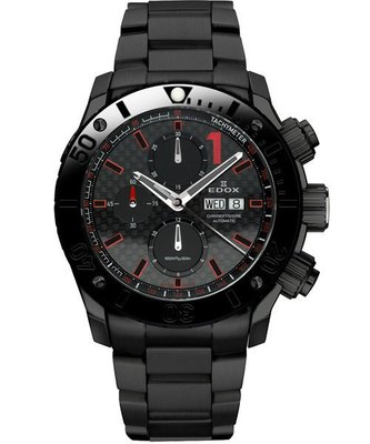 EDOX Class-1 碳纖維計時碼機械腕錶-IP黑/45mm
