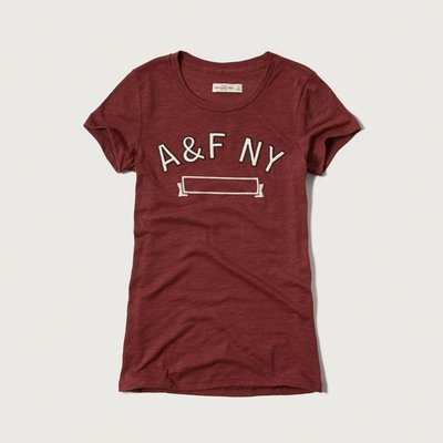 A&F 女生 短袖t恤 短t logo 酒紅色 正品 AF Abercrombie Fitch BUYSOME C105