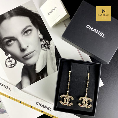 【翰貝格名牌館】全新真品 Chanel 垂吊 水鑽 彩色 琉璃 珍珠 雙面 雙C 宮廷風 針式 耳環 AB2490