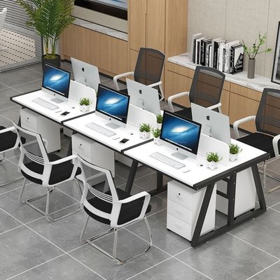 職員辦公桌椅組合簡約2/4/6/8人位辦公桌公司員工屏風電腦辦公桌 Rian家用雜貨