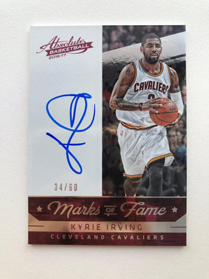 2016-17 Panini Absolute Kyrie Irving Marks of Fame/60 簽名卡 球員